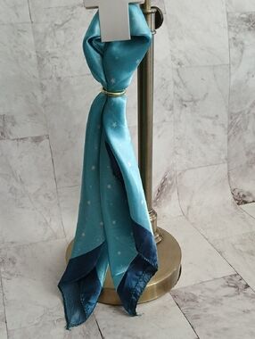 Turqoise Star Print Satin Hair Scarf,  Versatile - Neck Scarf Or Purse Scarf